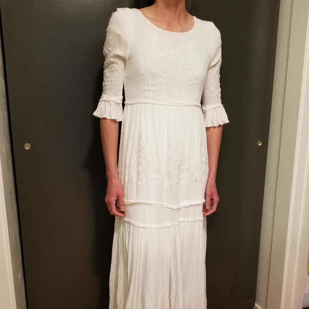 White Bohemian Dress Wedding